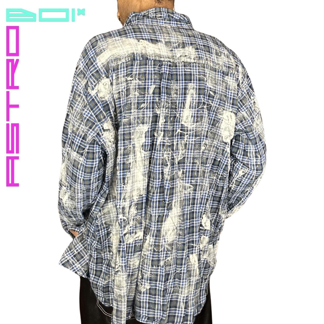 ASTROBOI* BLUE PLAID PAINTERLY FLANNEL_ 3XL