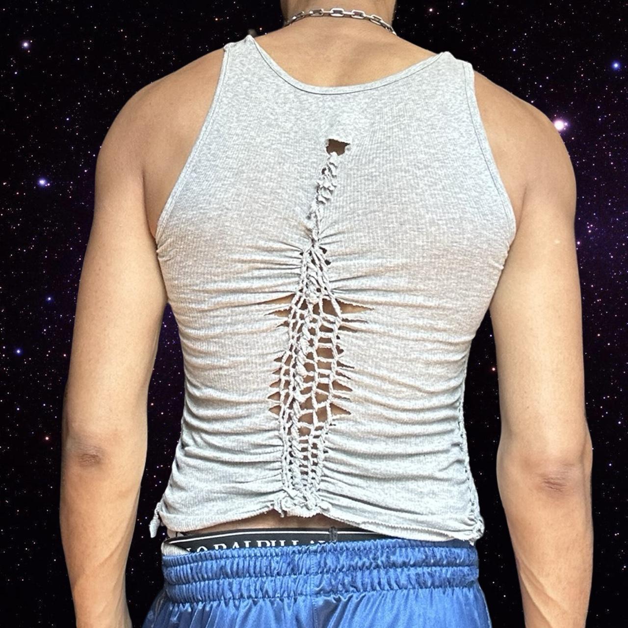 ASTROBOI* 'Ash' Gray Twist Braided Tank Top – back 