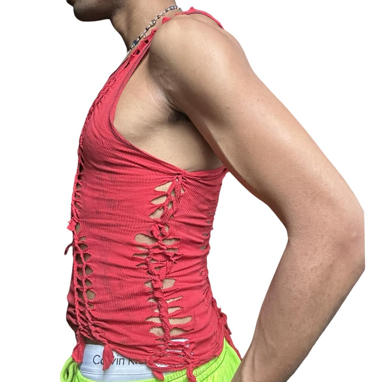 ASTROBOI* x Gildan 'Mars' Red Twist Braided Tank Top - left 