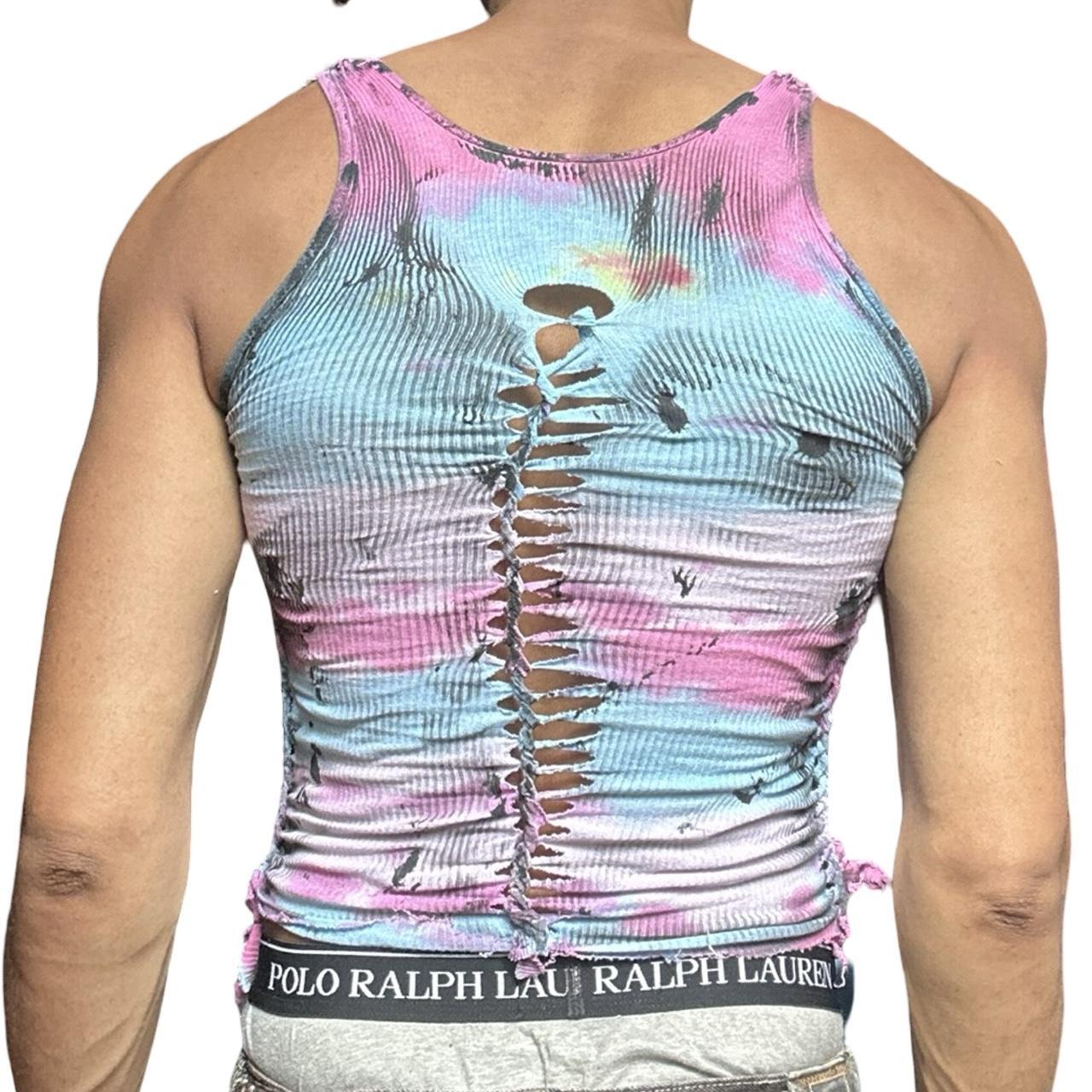 ASTROBOI* Blue and Pink Tie Dye Braided Twist Tank Top – back 