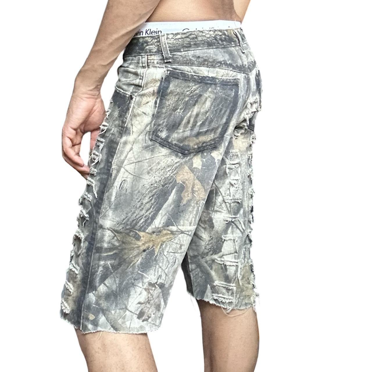 ASTROBOI*  Brown RealTree Camo Grunge Ripped Shorts - left 