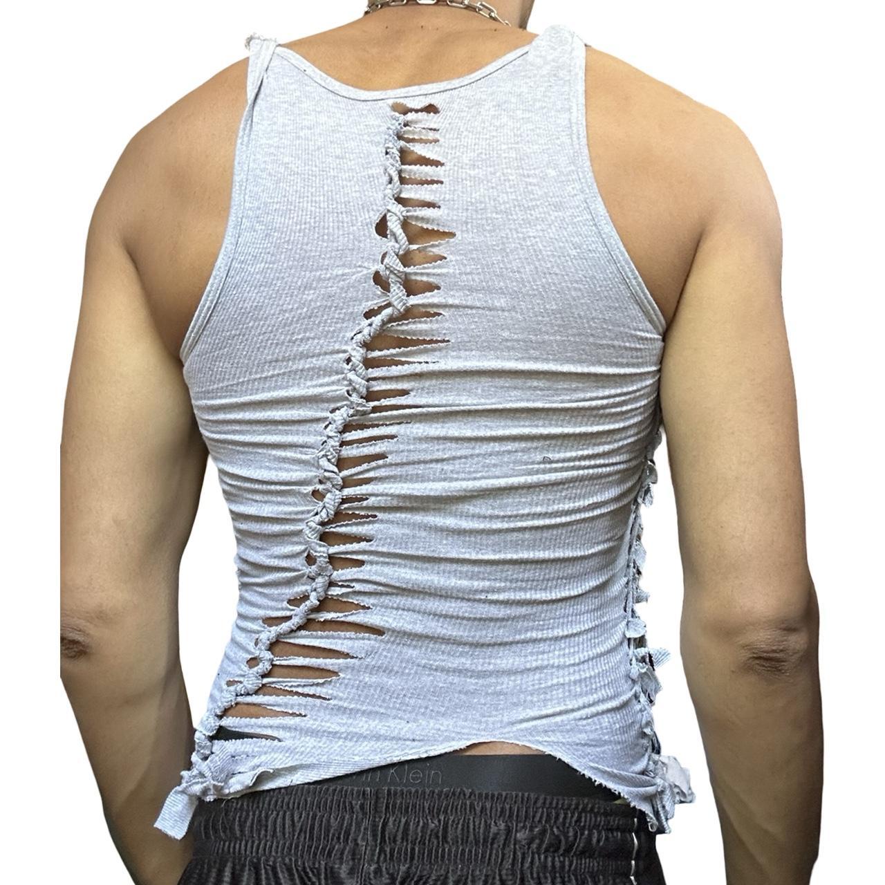 ASTROBOI*&nbsp;'Diagonals' Gray Twist Braided Tank Top – back 