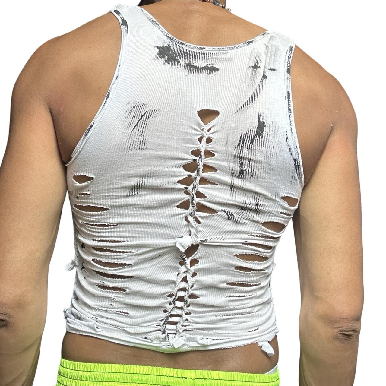 ASTROBOI* 'Marble' White Braided Painted Twist Tank Top  -  back