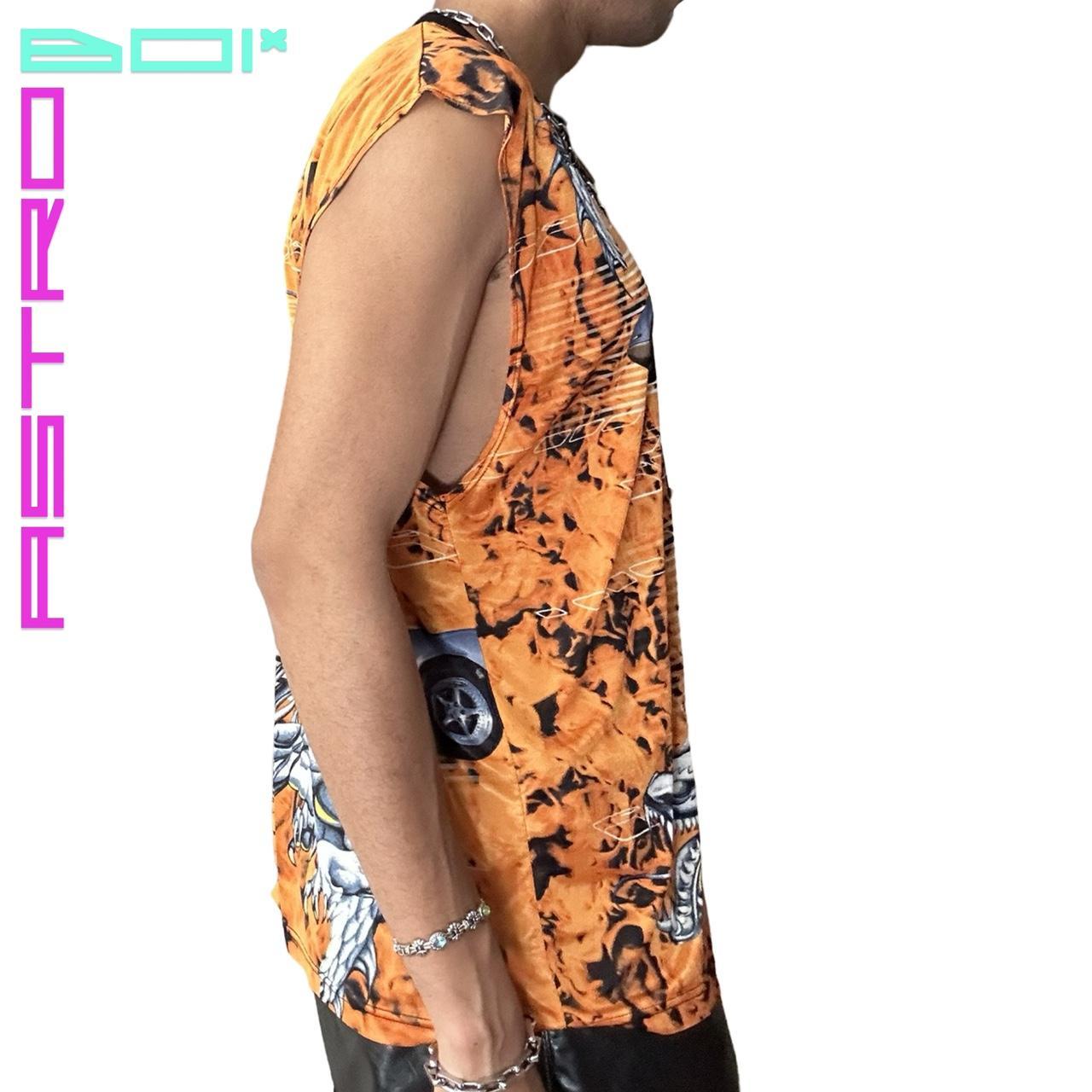 VINTAGE Y2K NO BOUNDARIES ORANGE DRAGON OVERSIZED MUSCLE TANK_ 2XL