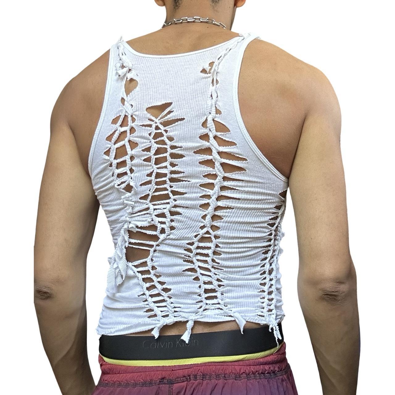 ASTROBOI* 'Trinity' White Twist Braided Tank Top – back 