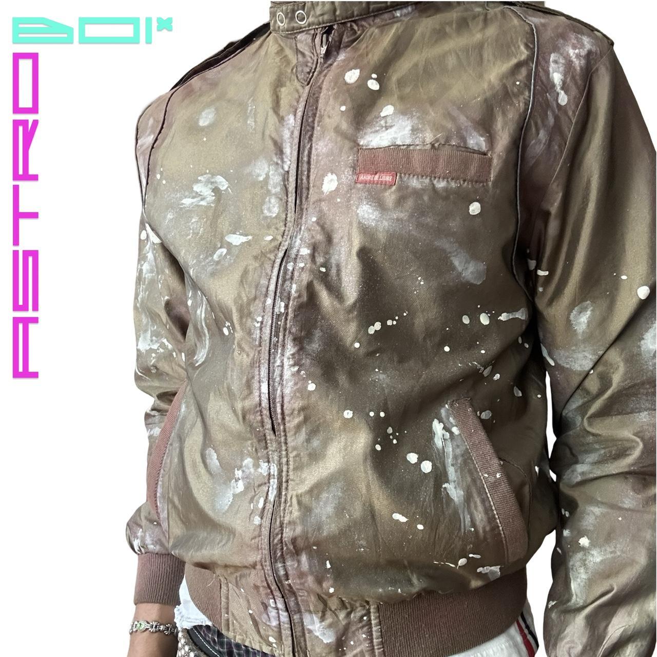 ASTROBOI* MEMBERS ONLY STYLE BRONZE WHITE PAINTED LIGHT JACKET _ MEDIUM