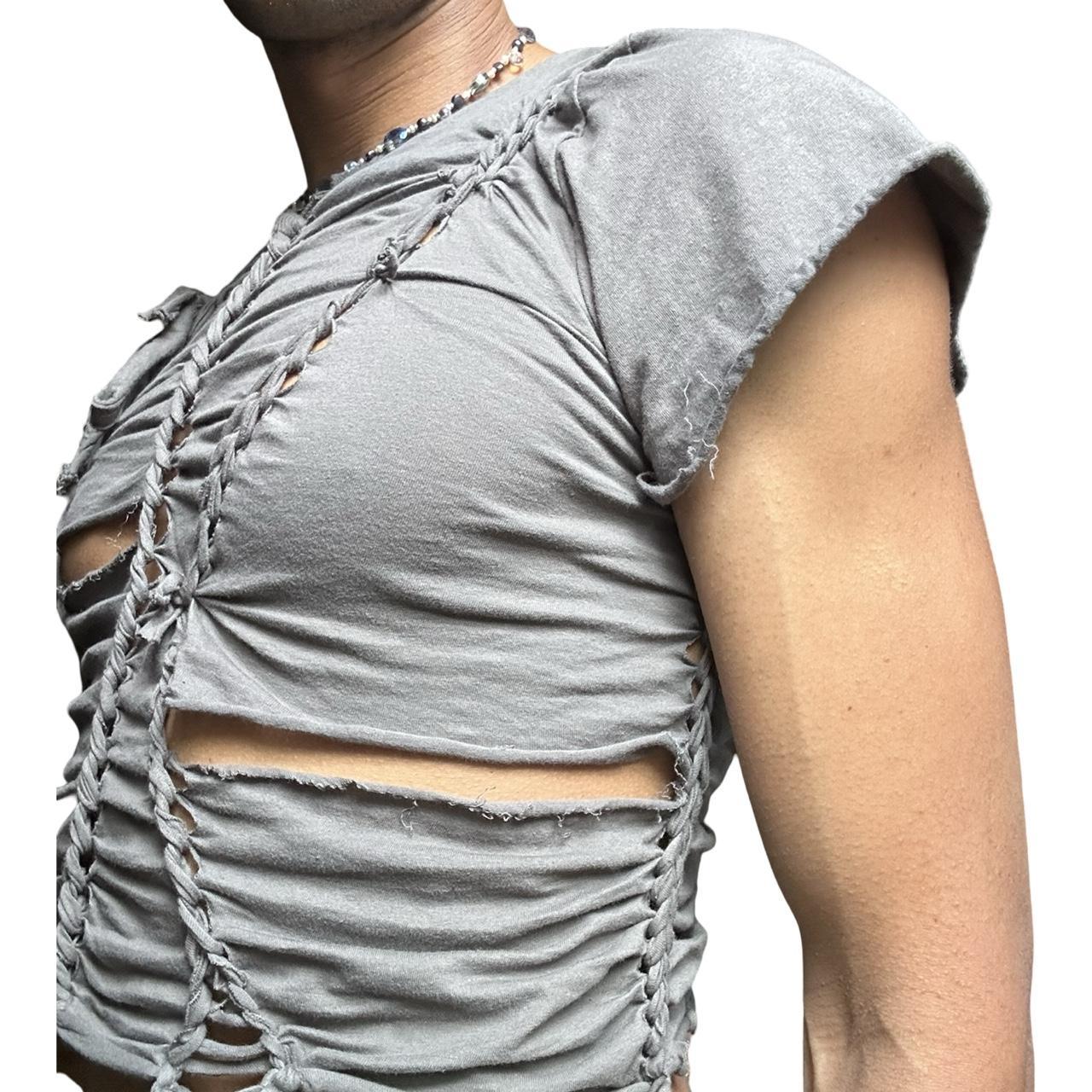 ASTROBOI* 'Basics' Gray Braided Paint Twist T-shirt -  front left 