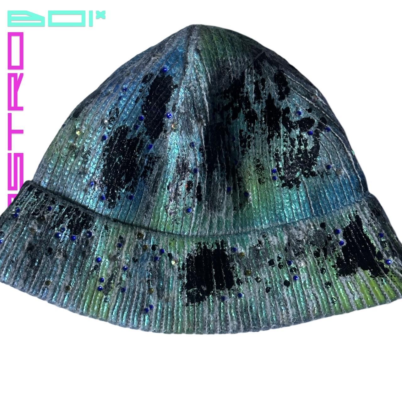 ASTROBOI* 'Deep Ocean' Blue Green Iridescent Rhinestone Beanie