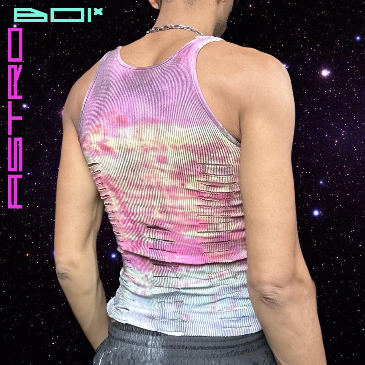 ASTROBOI* Hanes Pink 'Tar' Tie Dye Ribbed Tank Top - Small