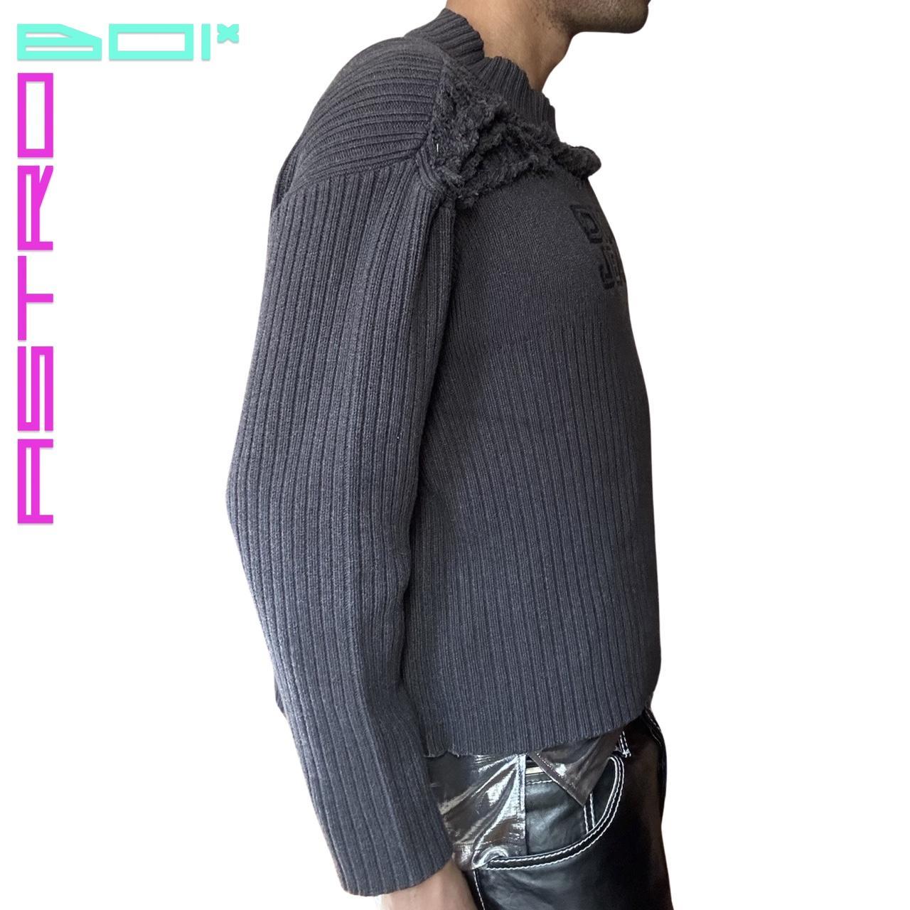 ASTROBOI* CUSTOMIZED DKNY JEANS 'ALL STRUNG UP' MOCK NECK SWEATER _ GREY