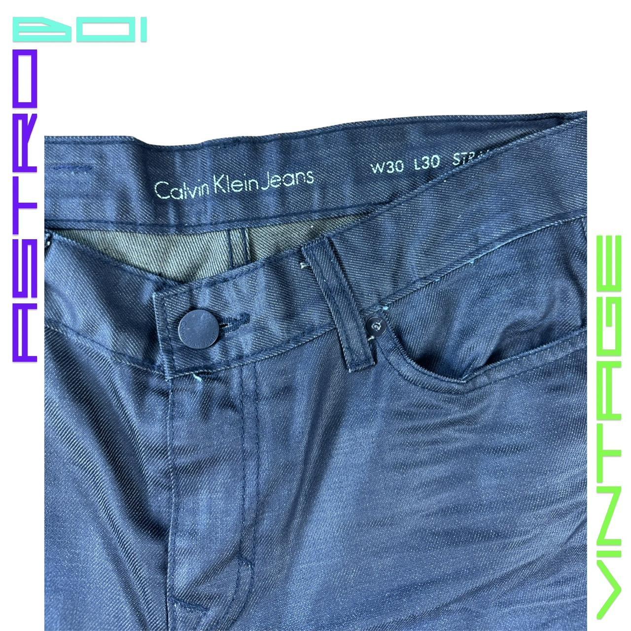 CALVIN KLEIN WAXED STRAIGHT LEG JEANS _ BLUE