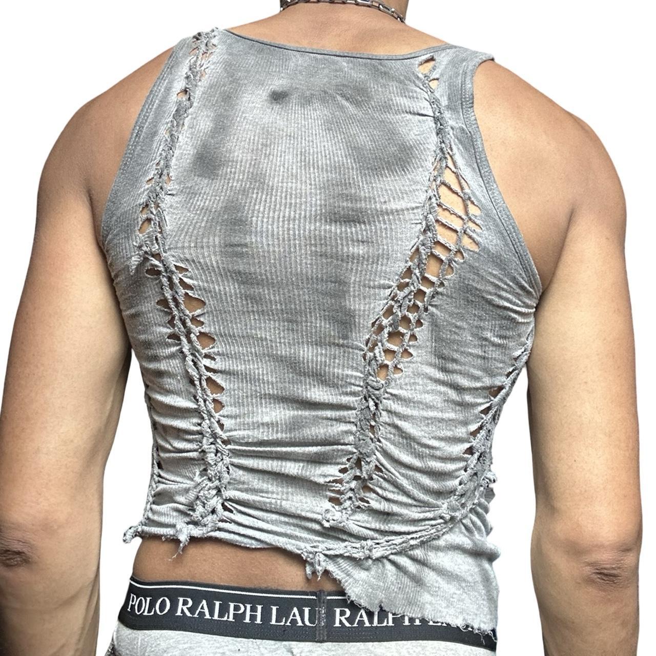 ASTROBOI* 'Stone' Antique Gray Twist Braided Tank Top – back 2