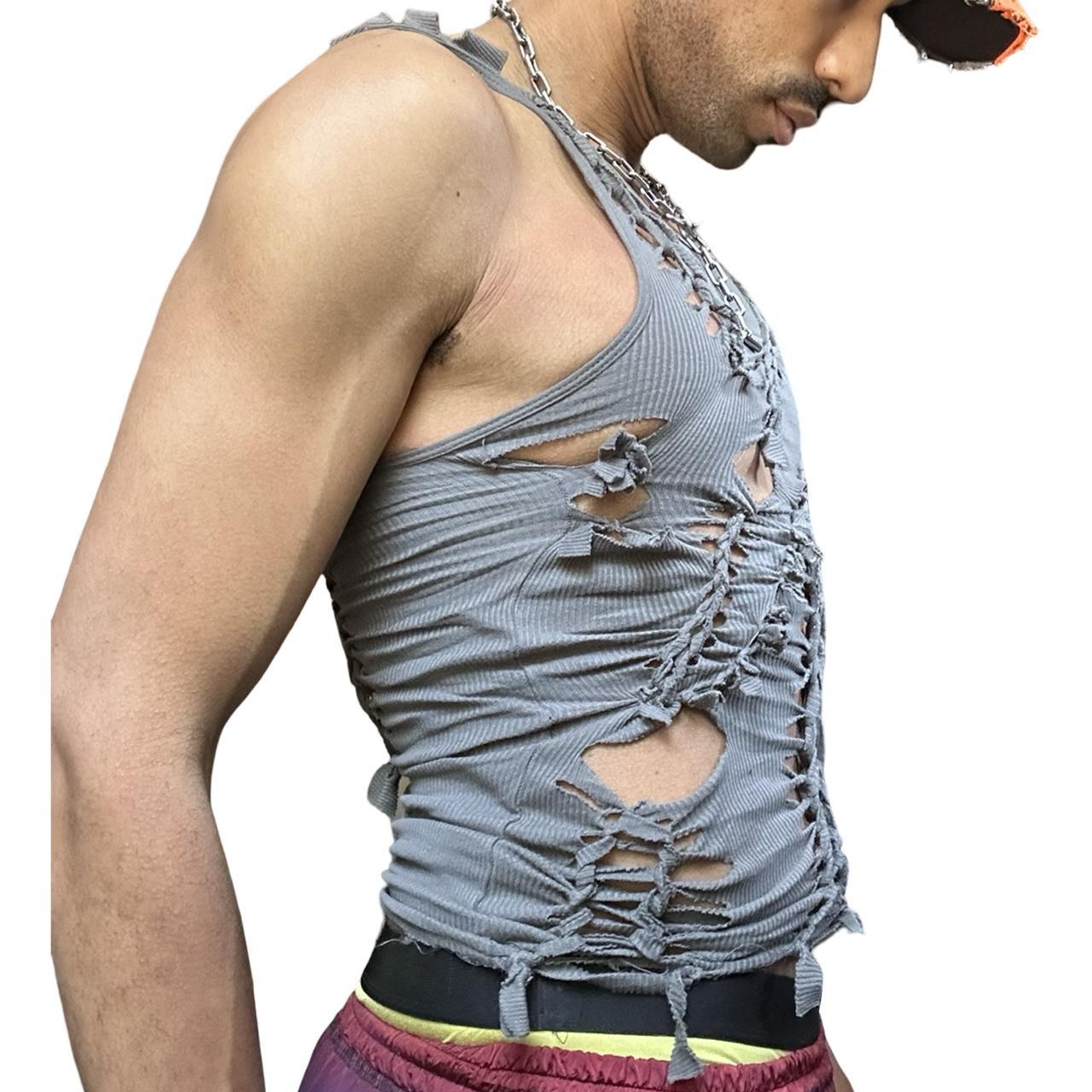 ASTROBOI* 'Cypher' Clay Gray Twist Braided Tank Top – right