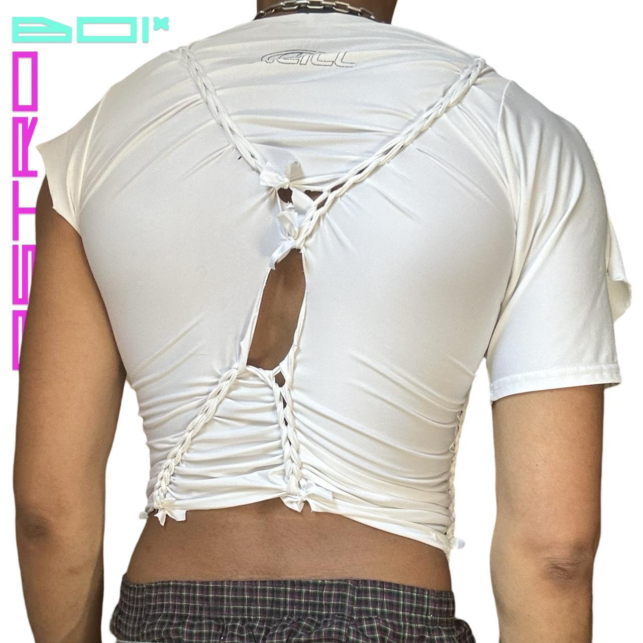 ASTROBOI* O’NEIL DECONSTRUCTED BRAIDED WHITE RAVE COMPRESSION TOP _ SMALL