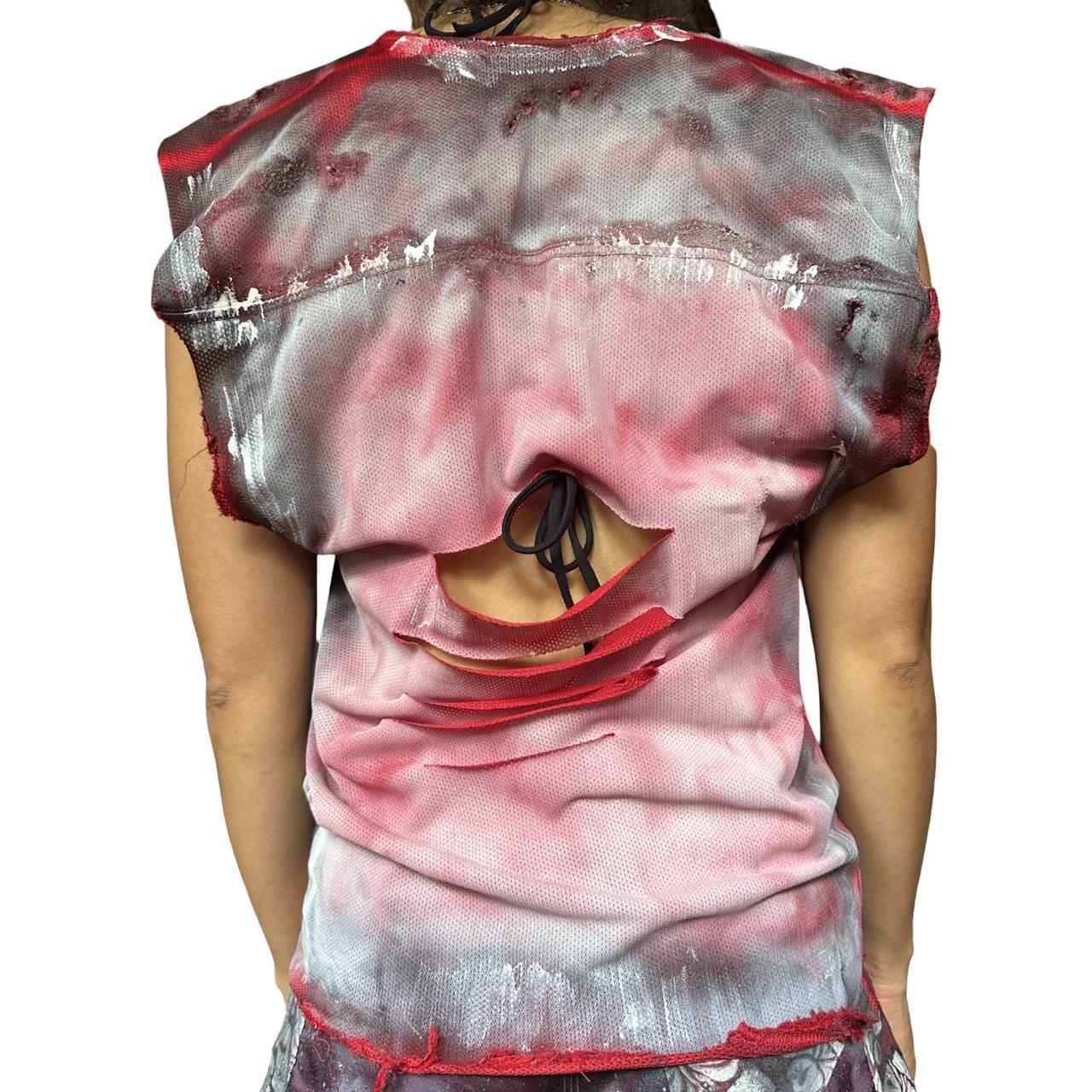 ASTROBOI* 'Burn Out' Red Punk Sleeveless Cut-Off Jersey – back