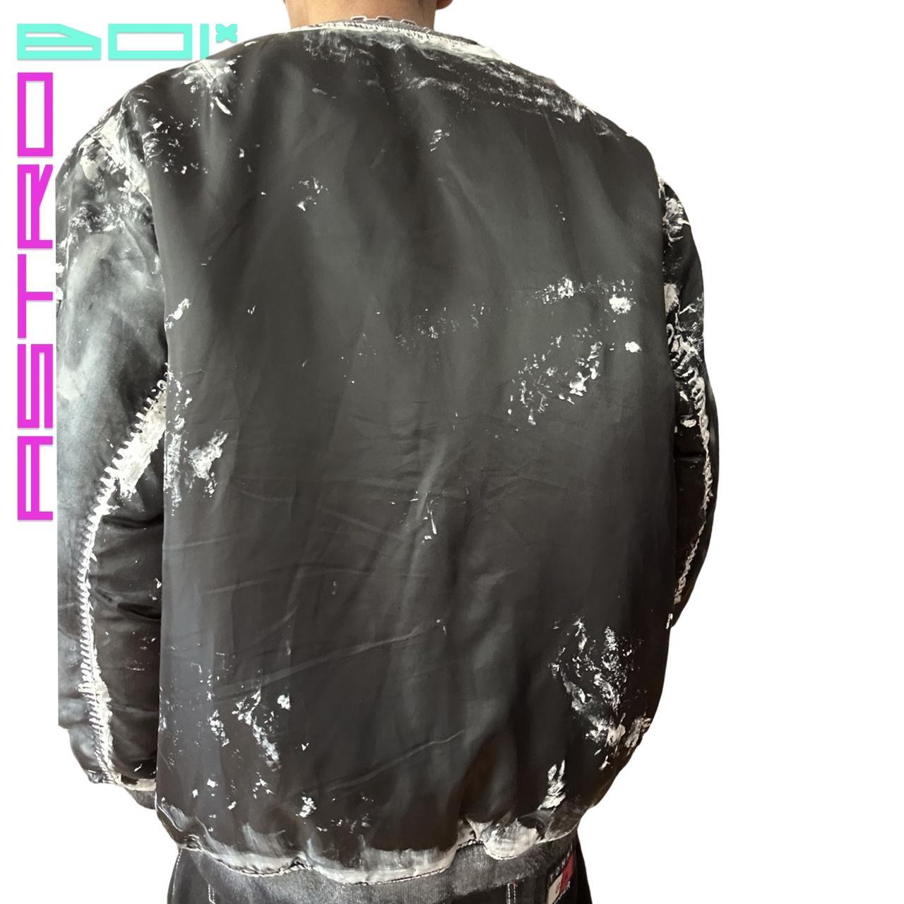 ASTROBOI* BLACK PAINTED OVERSIZED BOMBER JACKET _ XXL