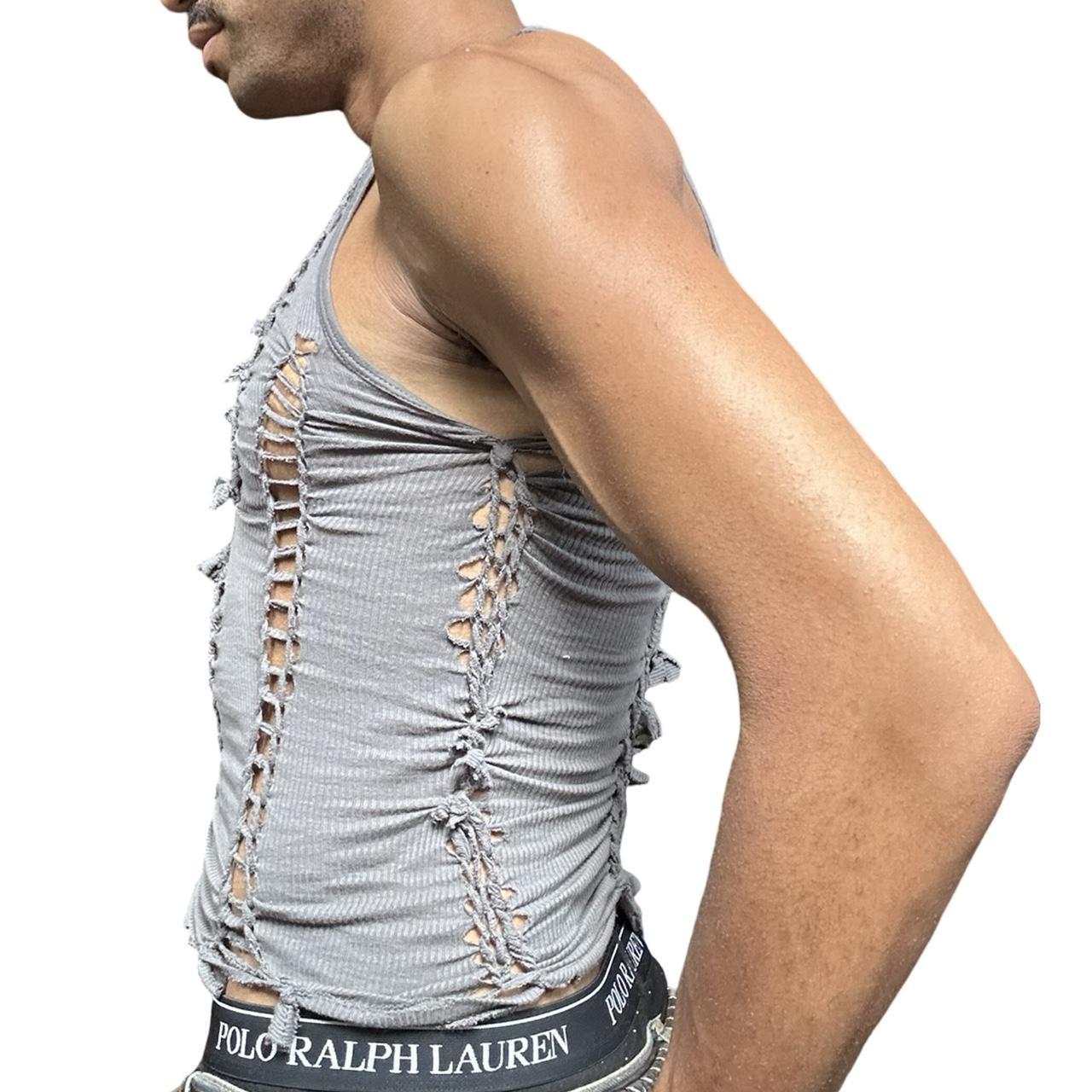 ASTROBOI* x Gildan 'Slate' Gray Twist Braided Tank Top - left 