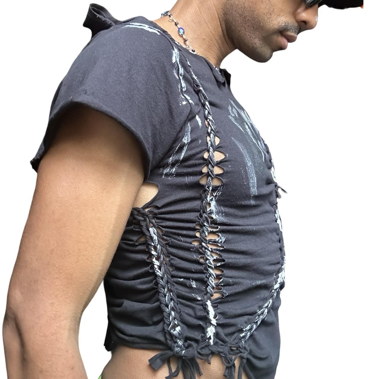 ASTROBOI* 'Painterly' Black Braided Painted Twist T-shirt - right 