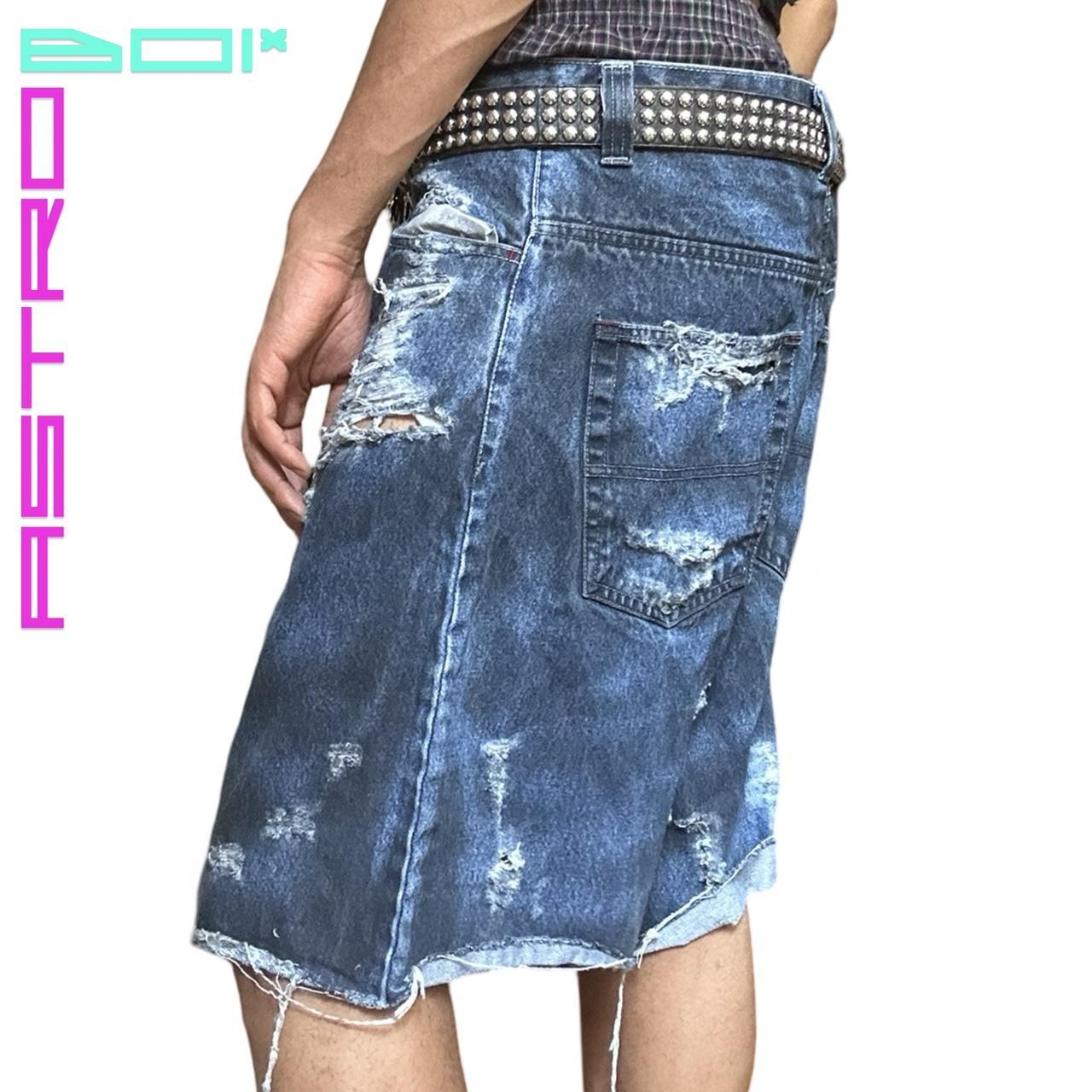 ASTROBOI* SOUTH POLE BACK TO BLACK DISTRESSED DENIM SHORTS _ 36"