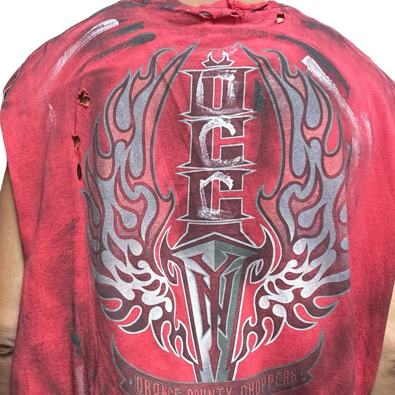 ASTROBOI* Y2K Orange County Choppers Red Painted Sleeveless Muscle Tank Top - back detail 