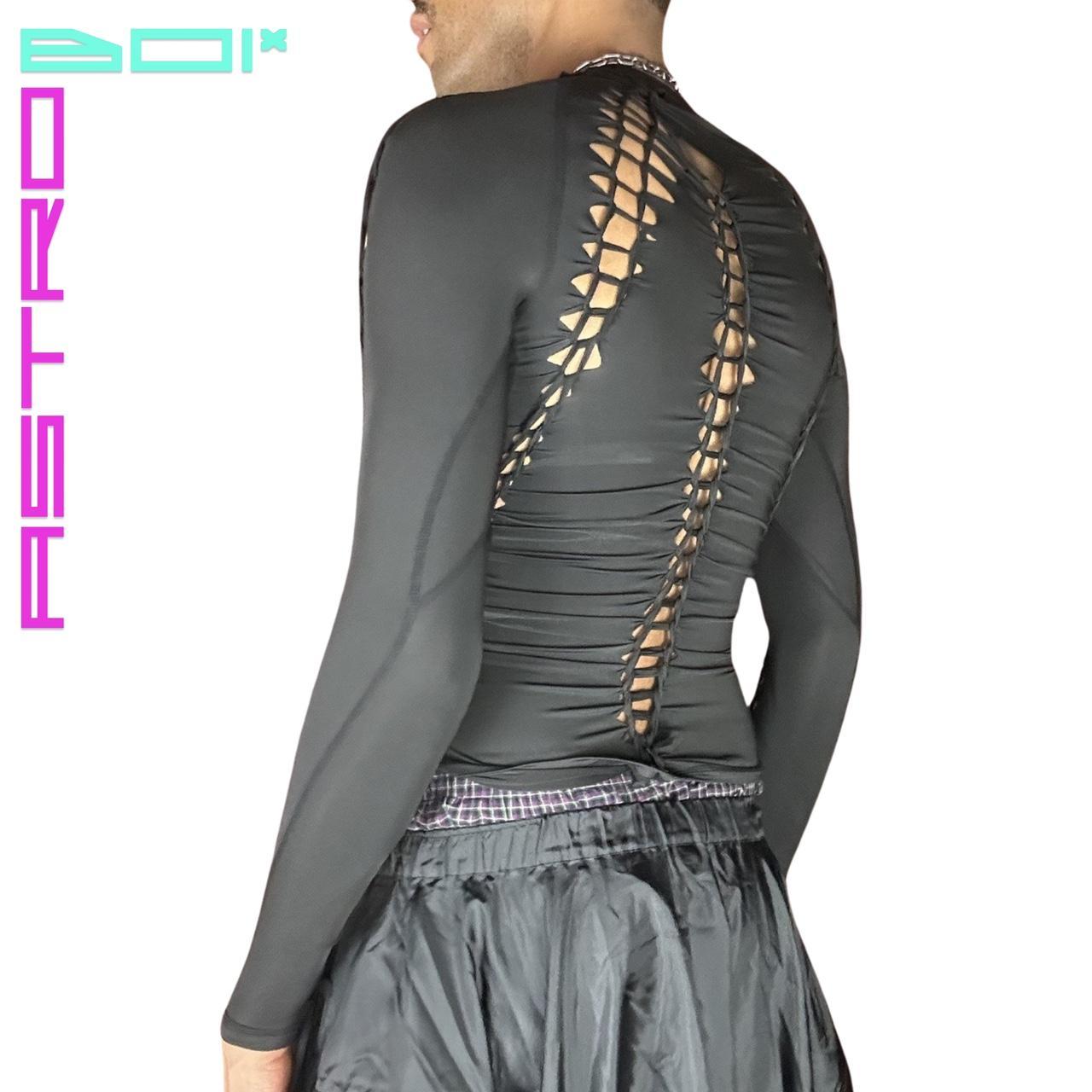 ASTROBOI* ASTRAL AURA BLACK BRAIDED LYCRA TOP _ LARGE