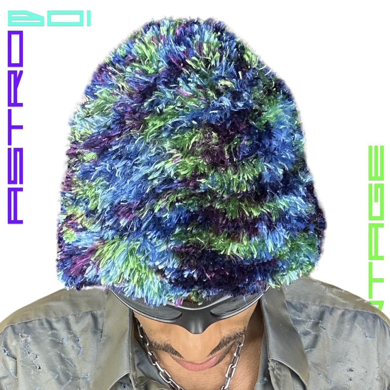 THICK FUZZY ECLECTIC BEANIE_ GREEN/BLUE