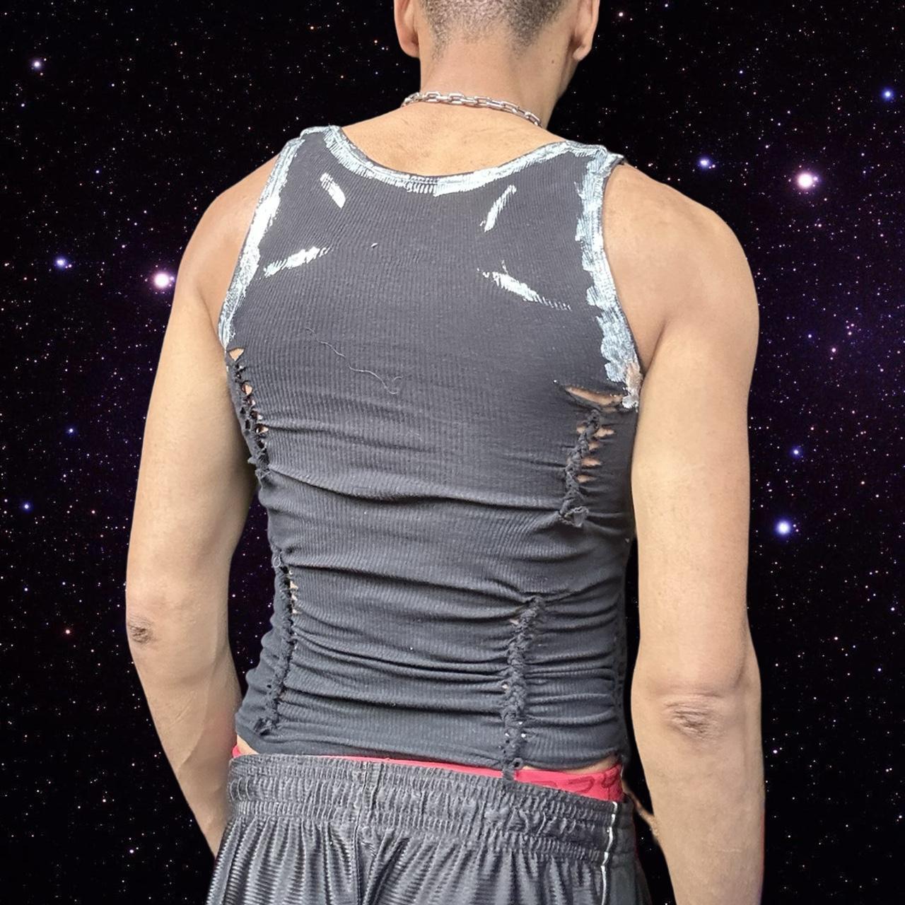 ASTROBOI* 'Zinc' Silver Foiled Black Braided Tank - back 2