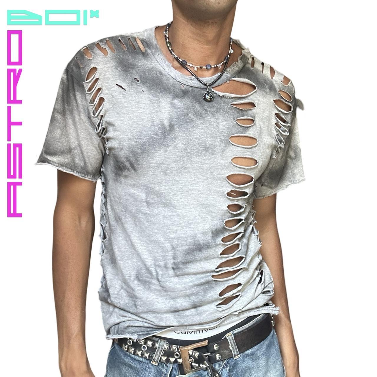 ASTROBOI* GRAY HOLES AIRBRUSHED T-SHIRT_ LARGE