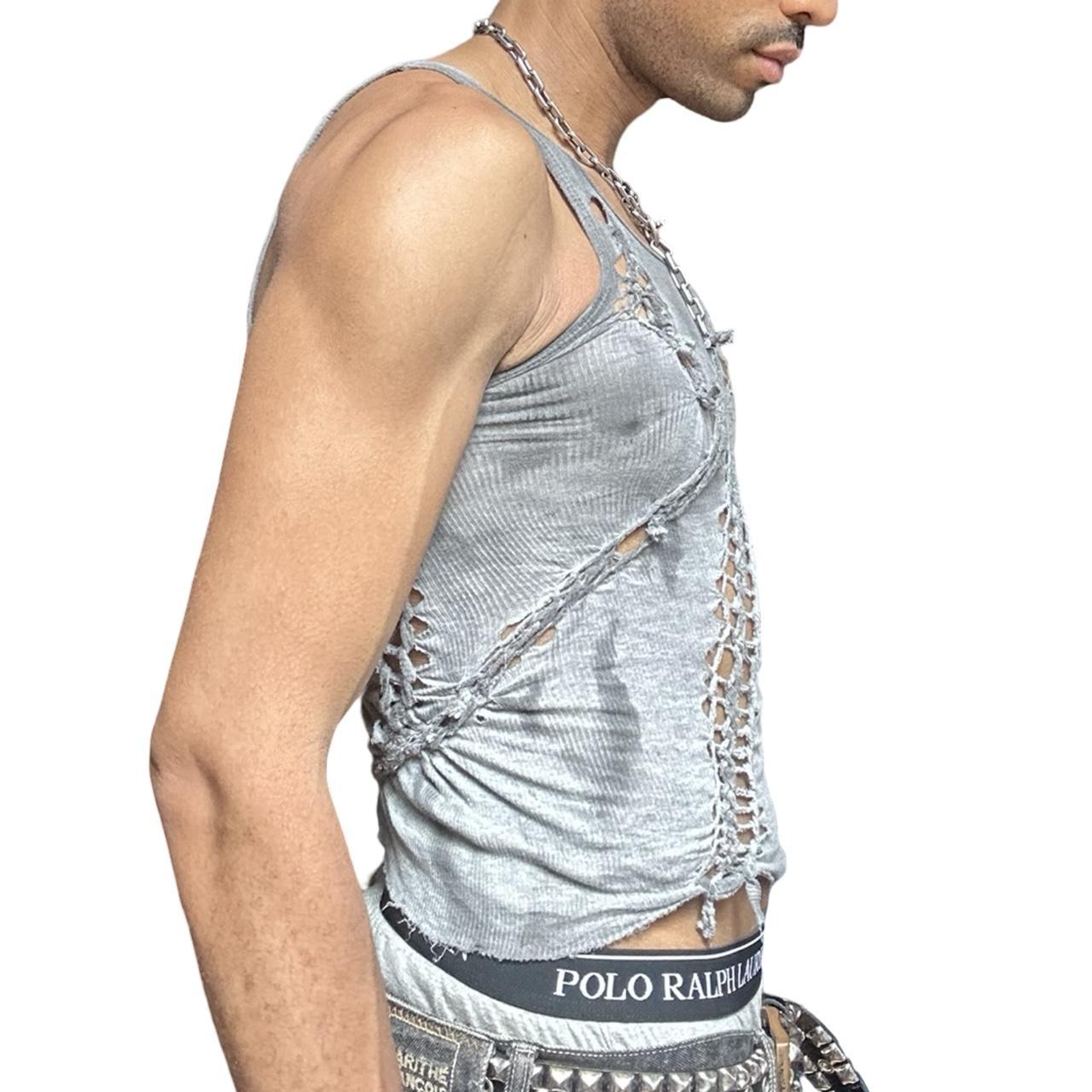 ASTROBOI* 'Stone' Antique Gray Twist Braided Tank Top – right 