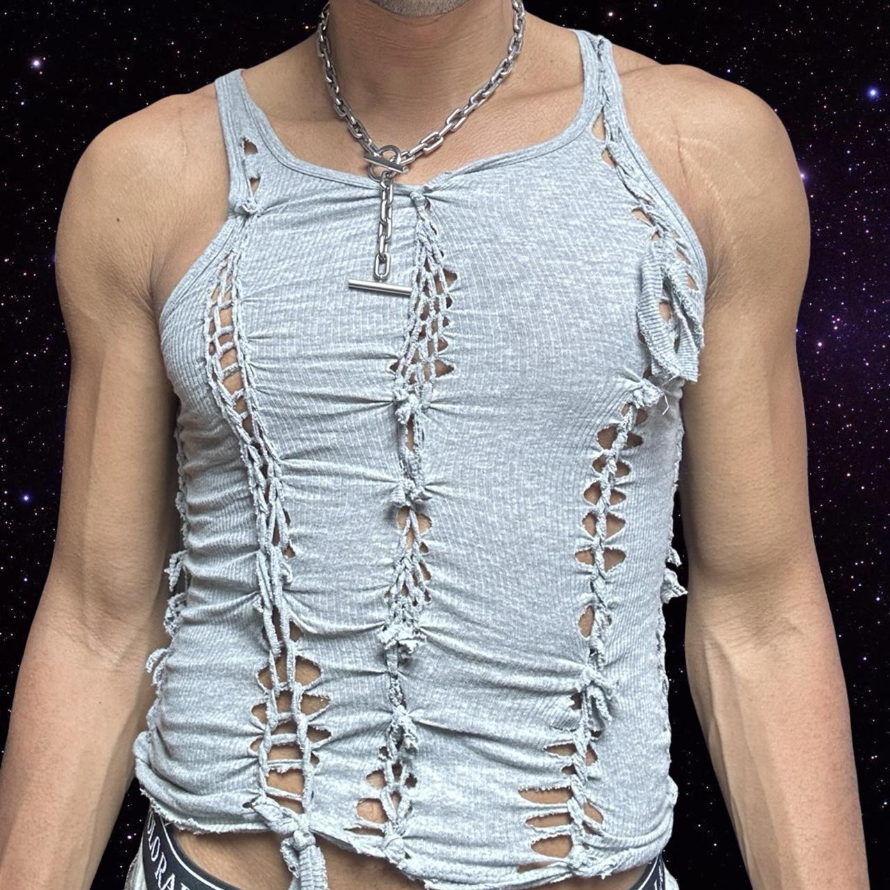 ASTROBOI* 'Concrete' Gray Twist Braided Tank Top - front 2