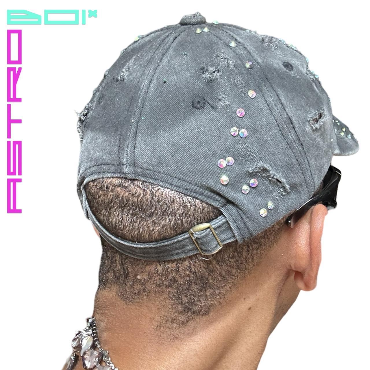 ASTROBOI* BROOKLYN BLACK DISTRESSED AIRBRUSHED RHINESTONE HAT