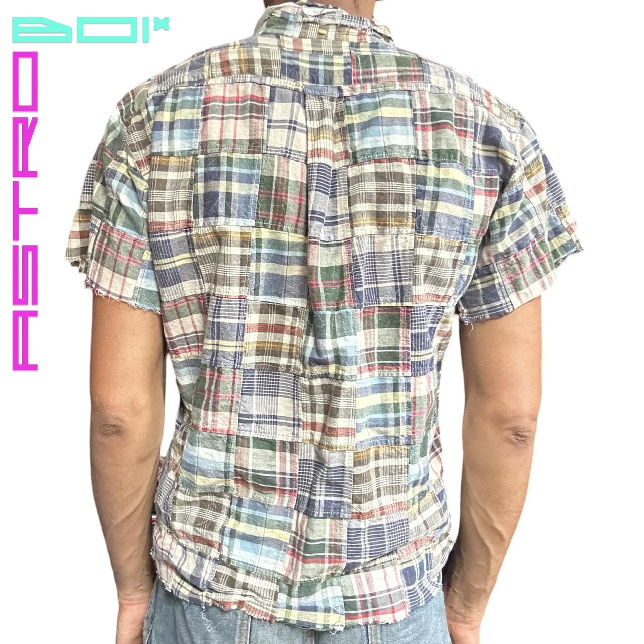 ASTROBOI* DECONSTRUCTED PATCHWORK CUT OFF BUTTON UP SHIRT _ LARGE