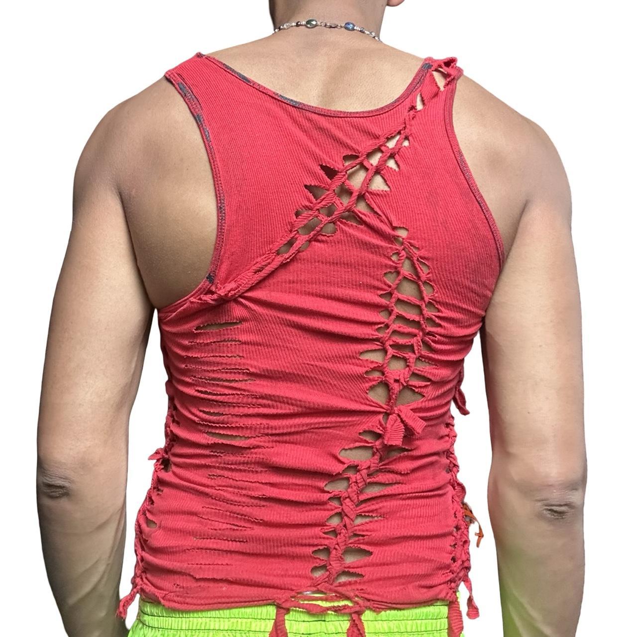ASTROBOI* x Gildan 'Mars' Red Twist Braided Tank Top - back 