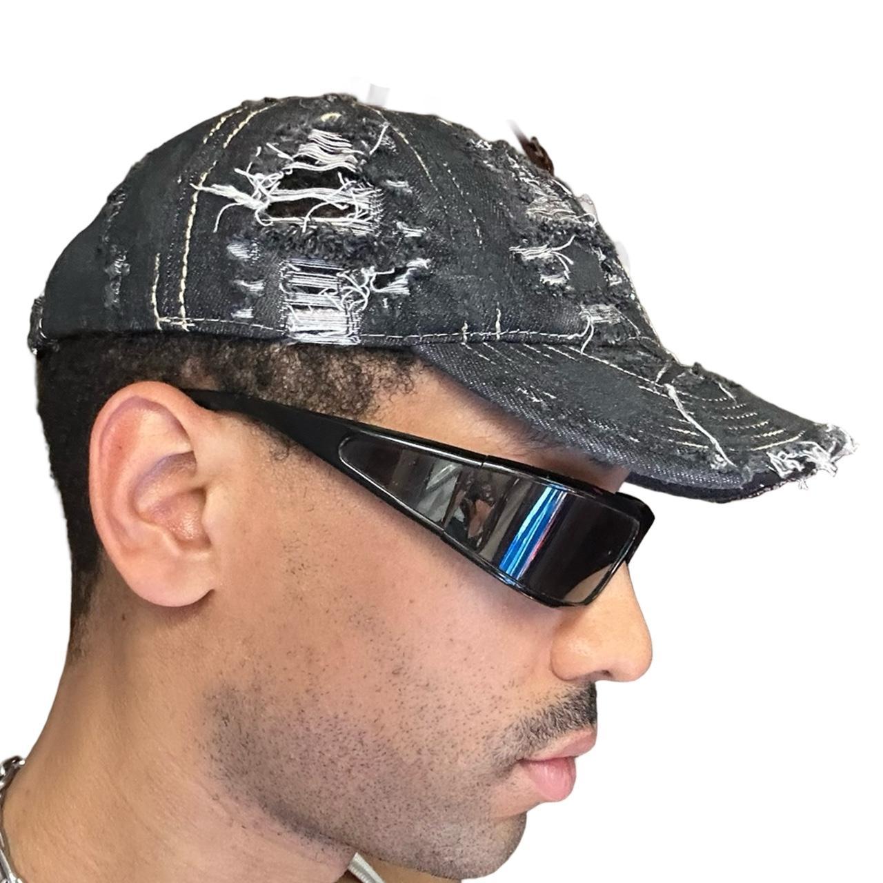 ASTROBOI* 'Neo' Black Distressed Rhinestone Denim Hat - right