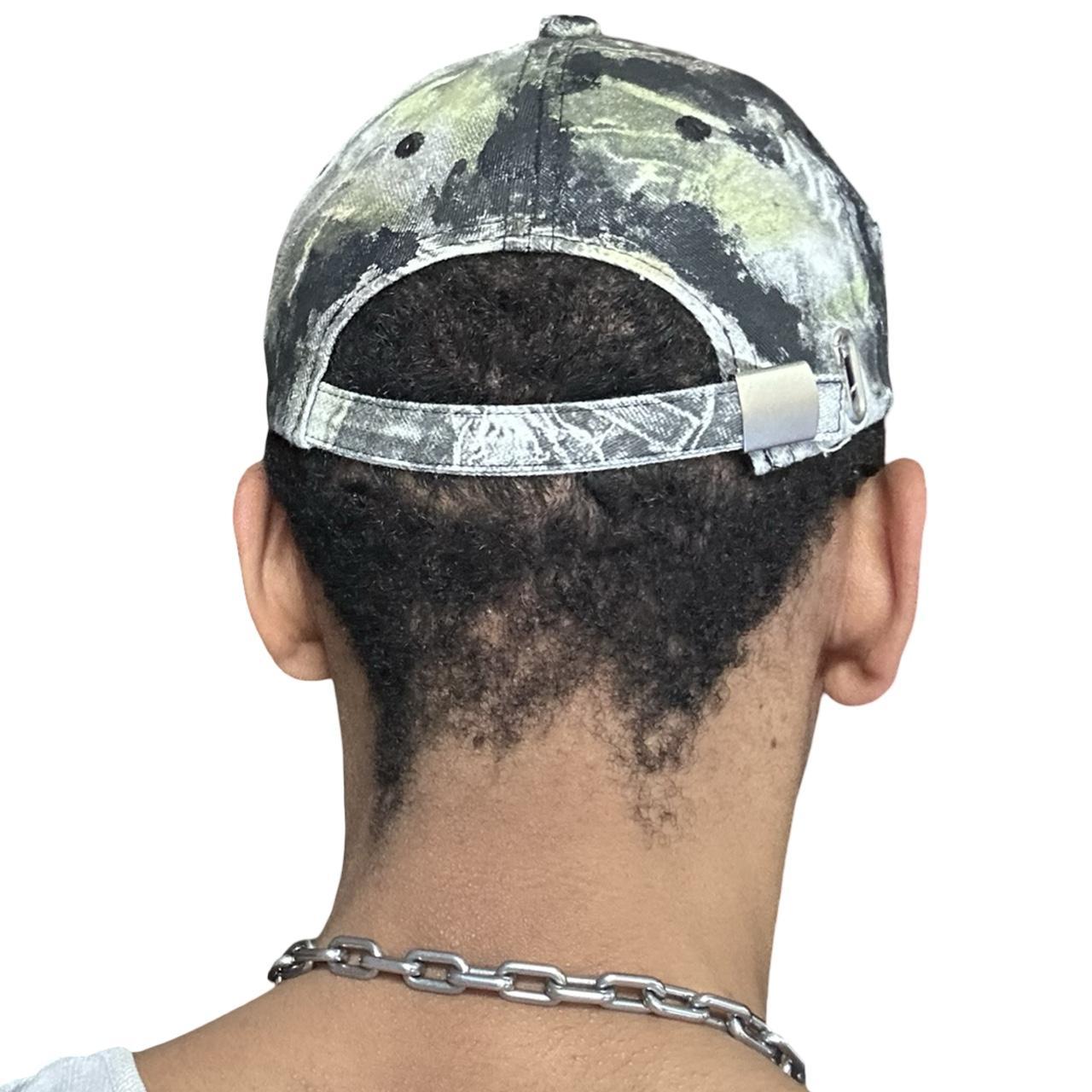 ASTROBOI* Y2K Trompe L'oeil Distressed White & Black Denim Streetwear Hat - back