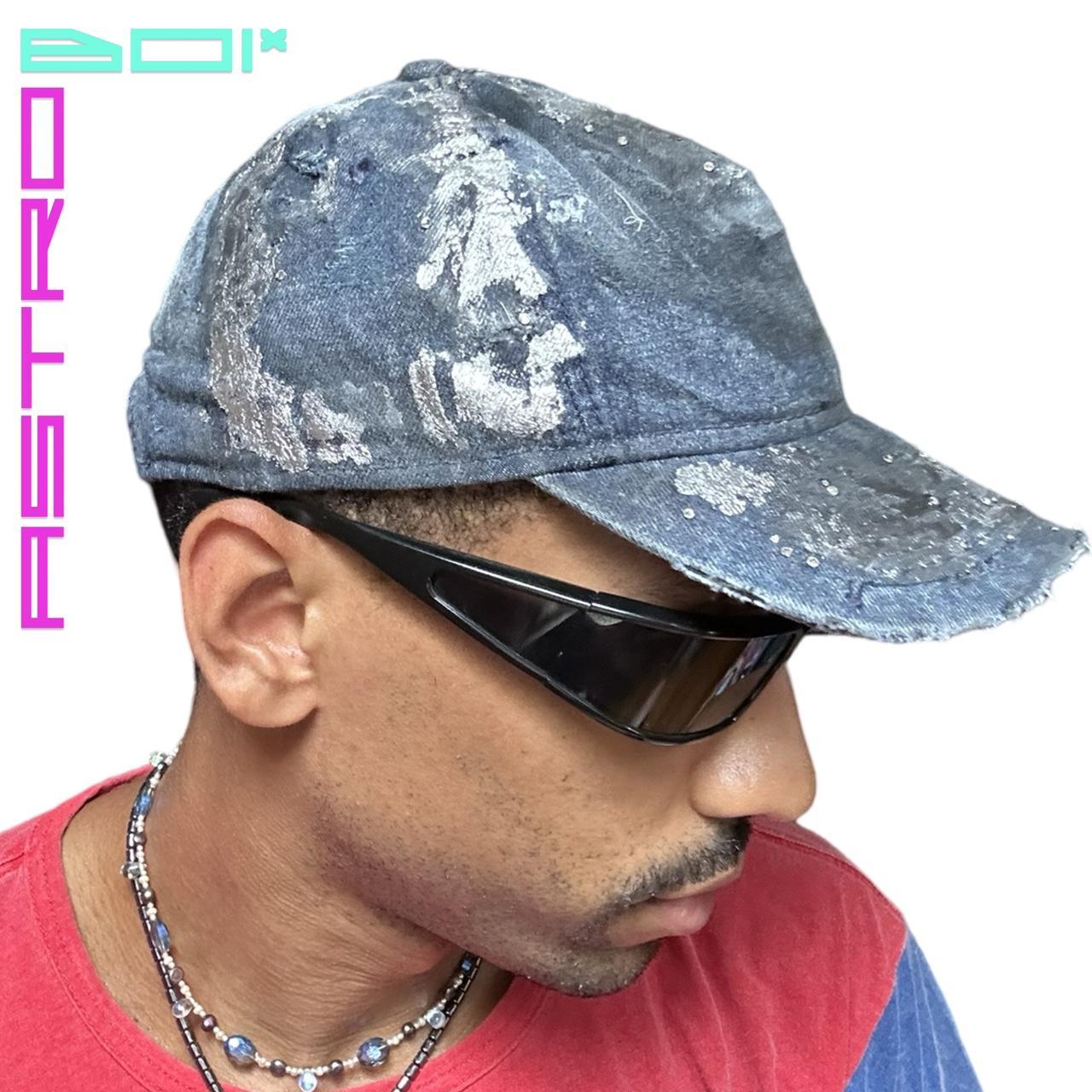 ASTROBOI* DISTRESSED RHINESTONE BLUE DENIM HAT