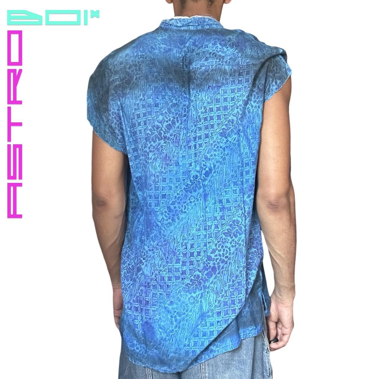 ASTROBOI* BLUE BANDANA AIRBRUSHED SLEEVELESS BUTTON UP SHIRT _ LARGE