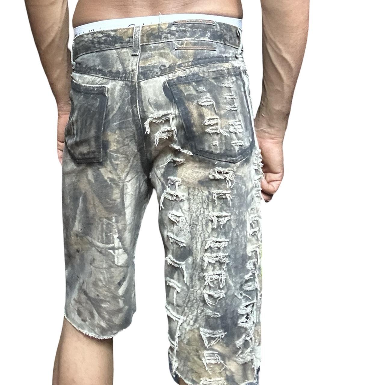 ASTROBOI*  Brown RealTree Camo Grunge Ripped Shorts - back 