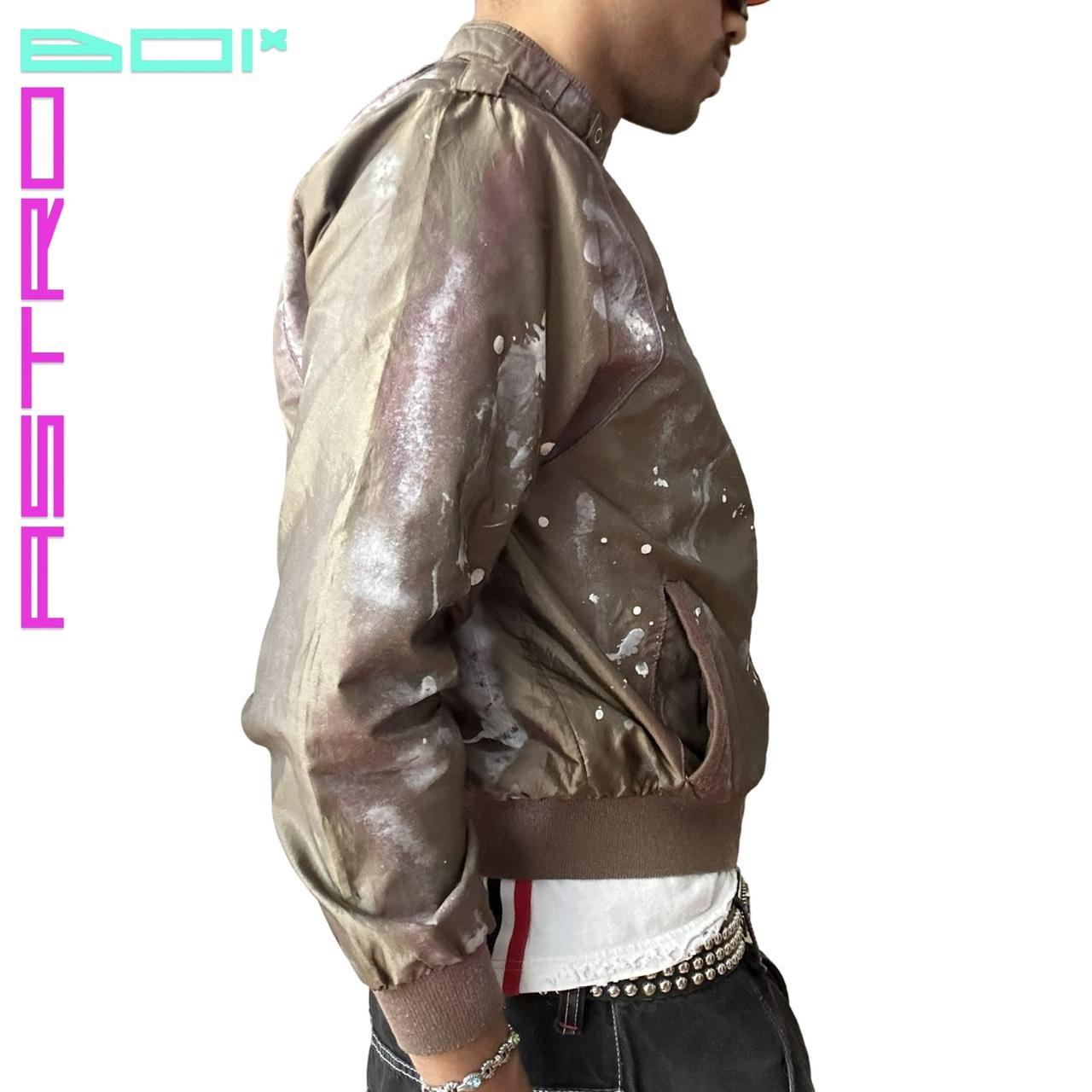 ASTROBOI* MEMBERS ONLY STYLE BRONZE WHITE PAINTED LIGHT JACKET _ MEDIUM