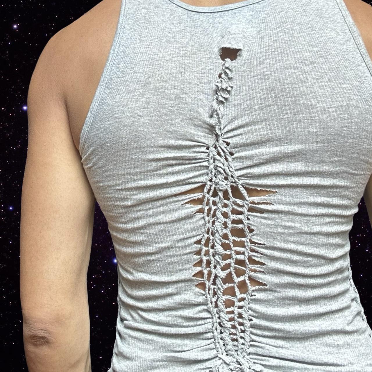 ASTROBOI* 'Ash' Gray Twist Braided Tank Top – back 2