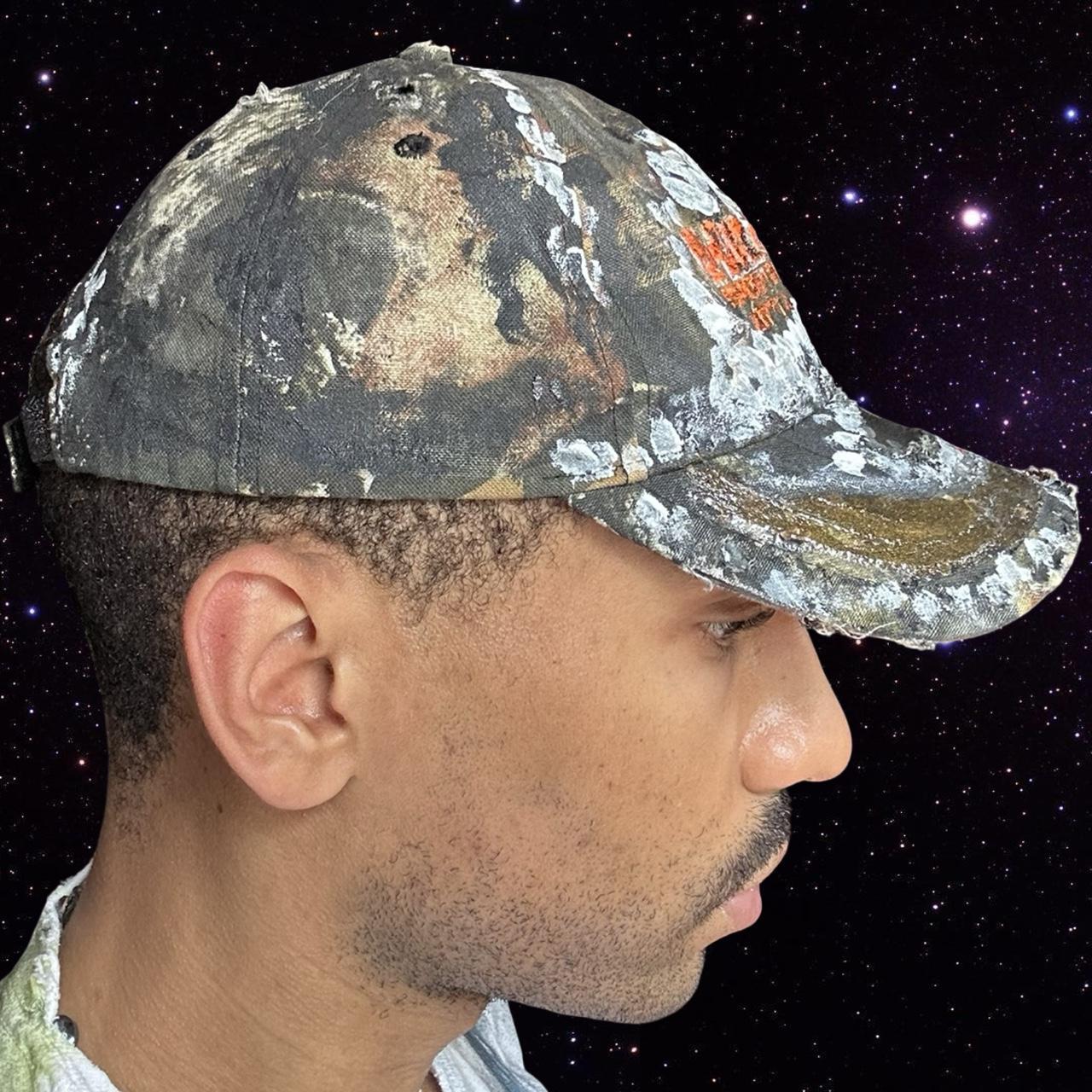 ASTROBOI* Brown Distressed Real Tree Painted Resin Hat - right 