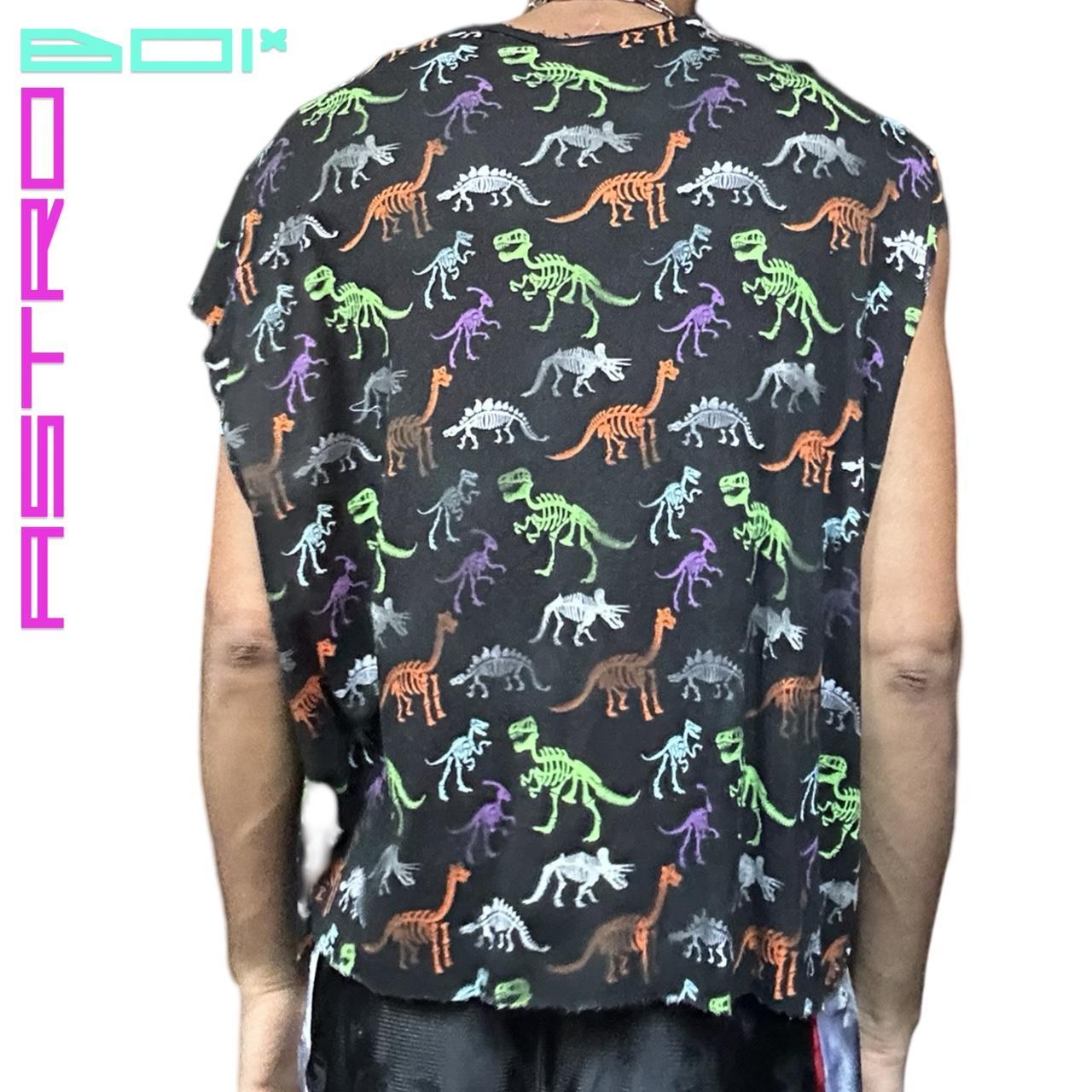 ASTROBOI* DINO BLACK DISTRESSED MULTICOLORED DINOSAUR TANK TOP - XXL