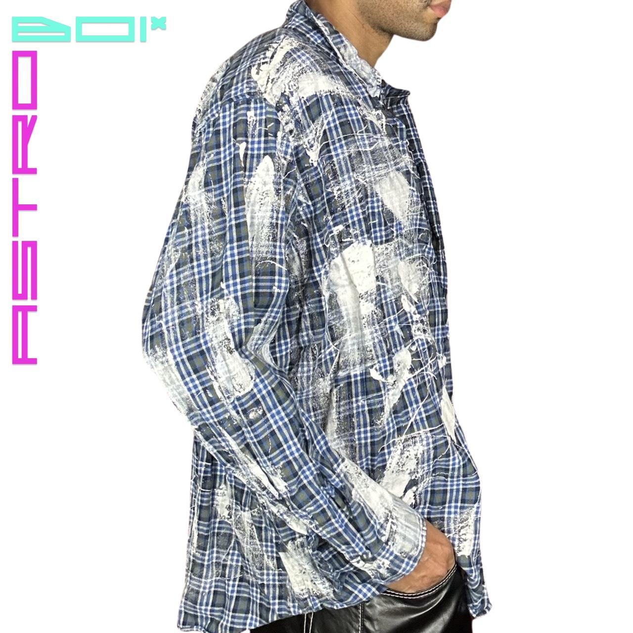 ASTROBOI* BLUE PLAID PAINTERLY FLANNEL_ 3XL