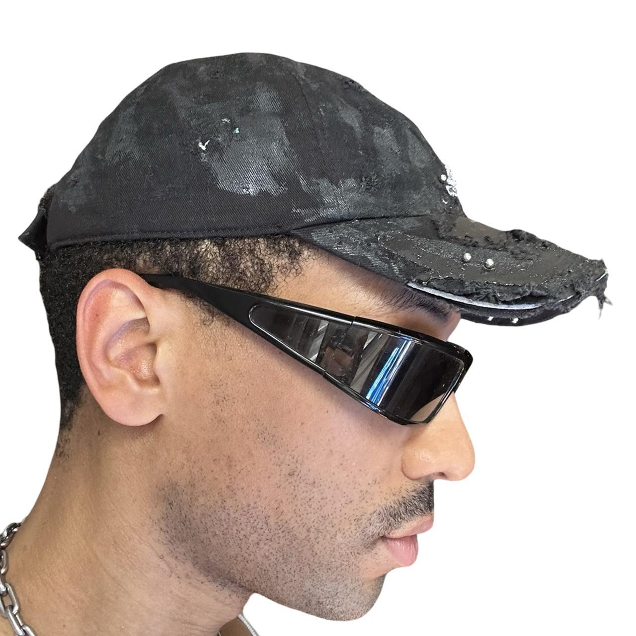 ASTROBOI* x Adidas 'Kink' Black Distressed Pierced Hat - left 