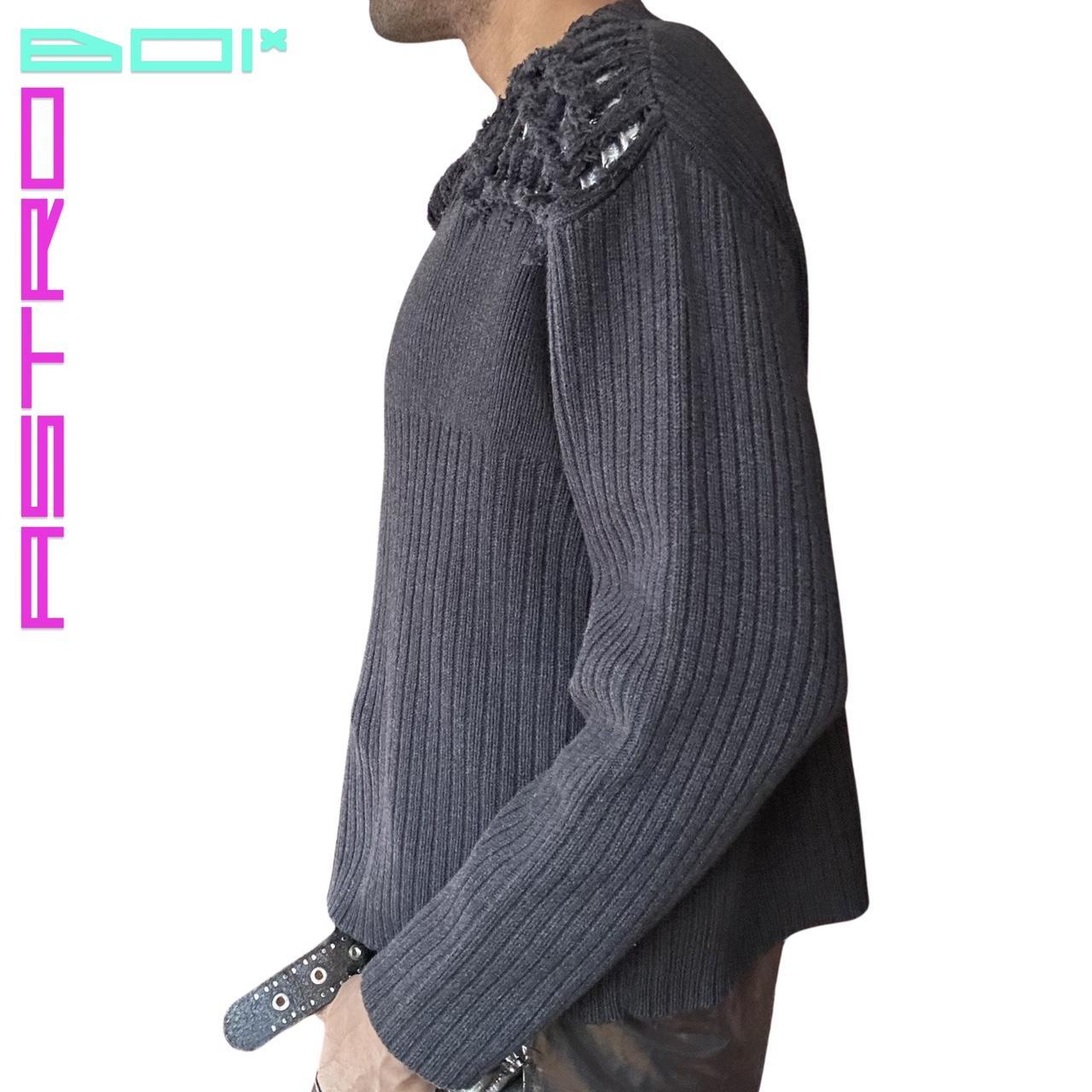 ASTROBOI* CUSTOMIZED DKNY JEANS 'ALL STRUNG UP' MOCK NECK SWEATER _ GREY