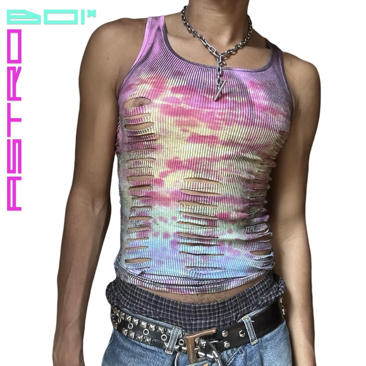 ASTROBOI* HANES PINK TAR TIE DYE RIBBED TANK TOP_ SMALL