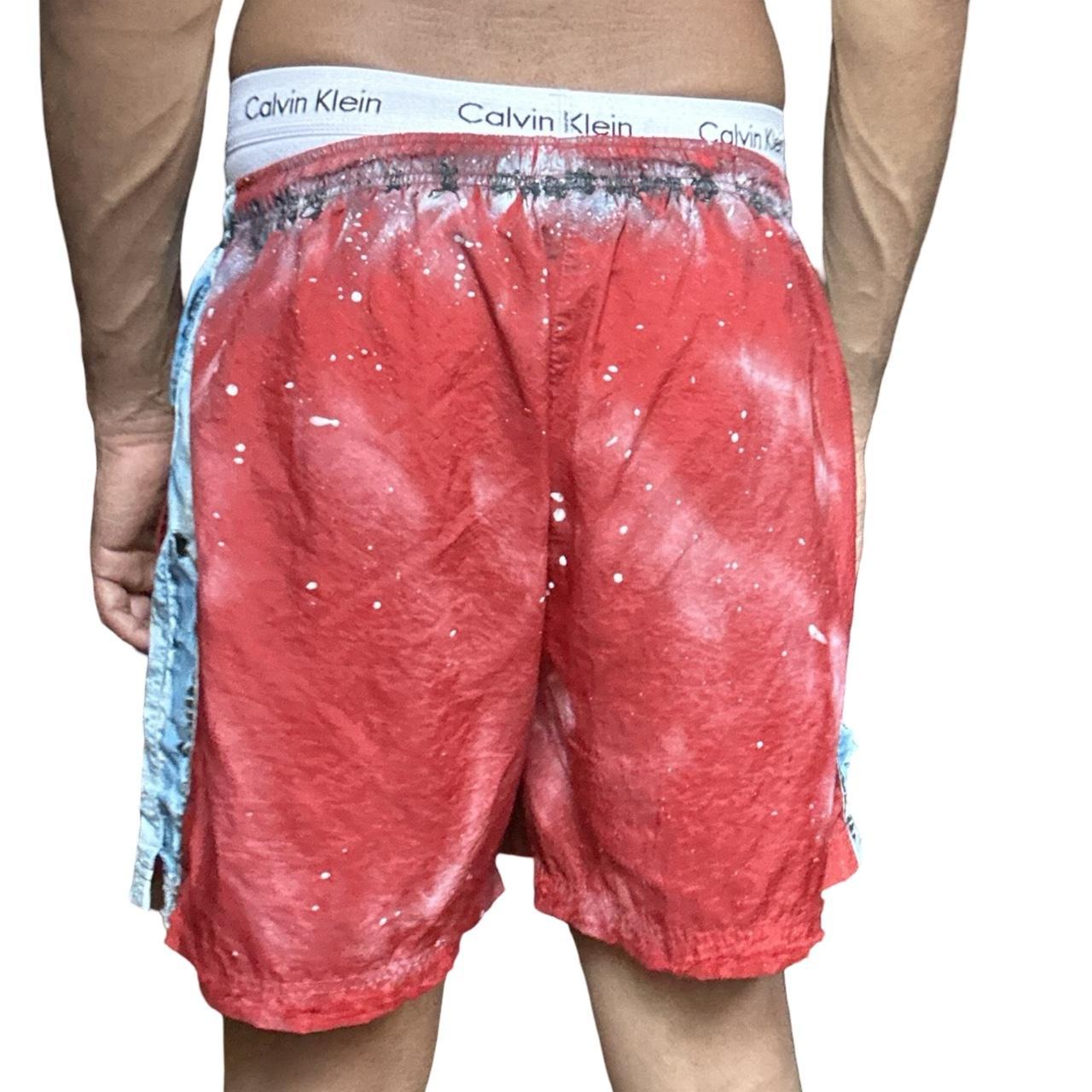 ASTROBOI* x Adidas Orange Nylon Rhinestone Grunge Shorts - back 