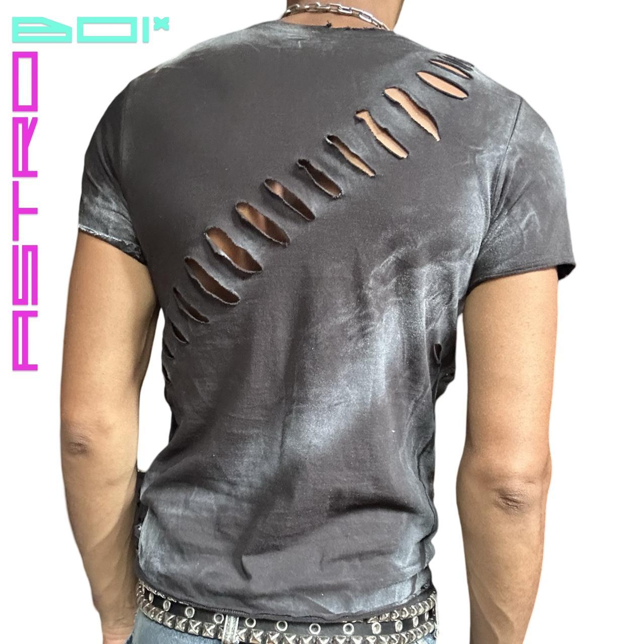 ASTROBOI* CALVIN KLEIN BLACK CUT OUT METALLIC FOAL SHIRT _ SMALL