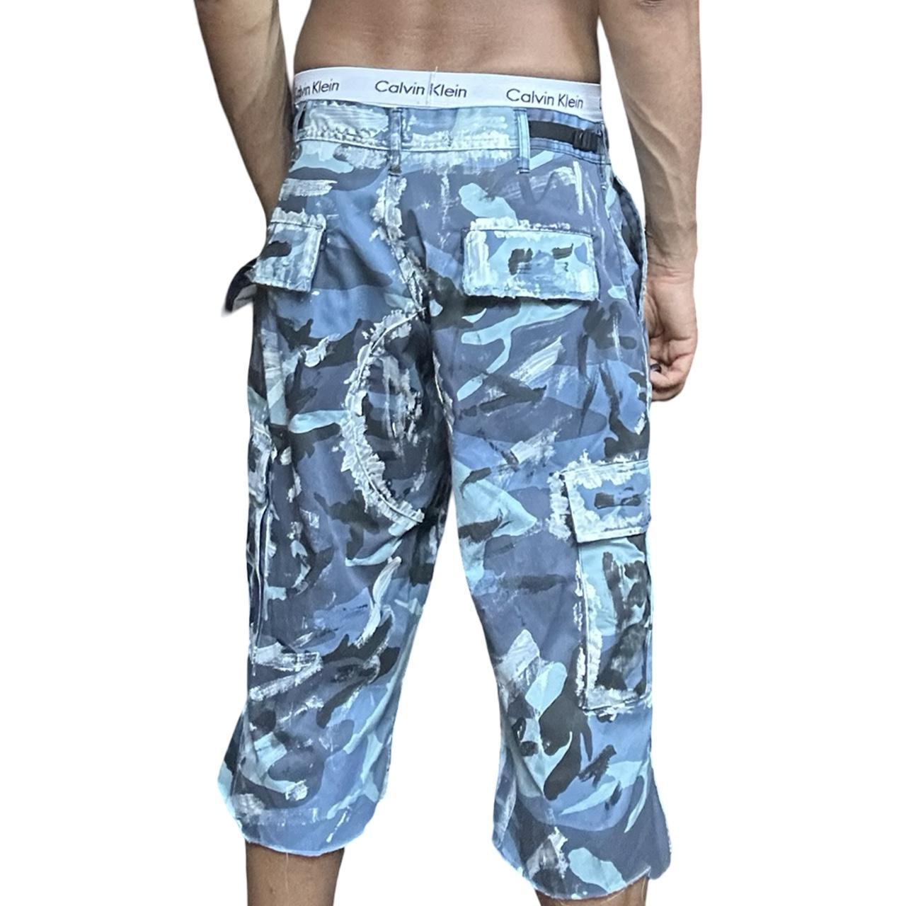 ASTROBOI* x ROTHCO Painted Blue Camouflage Utility Shorts - back 