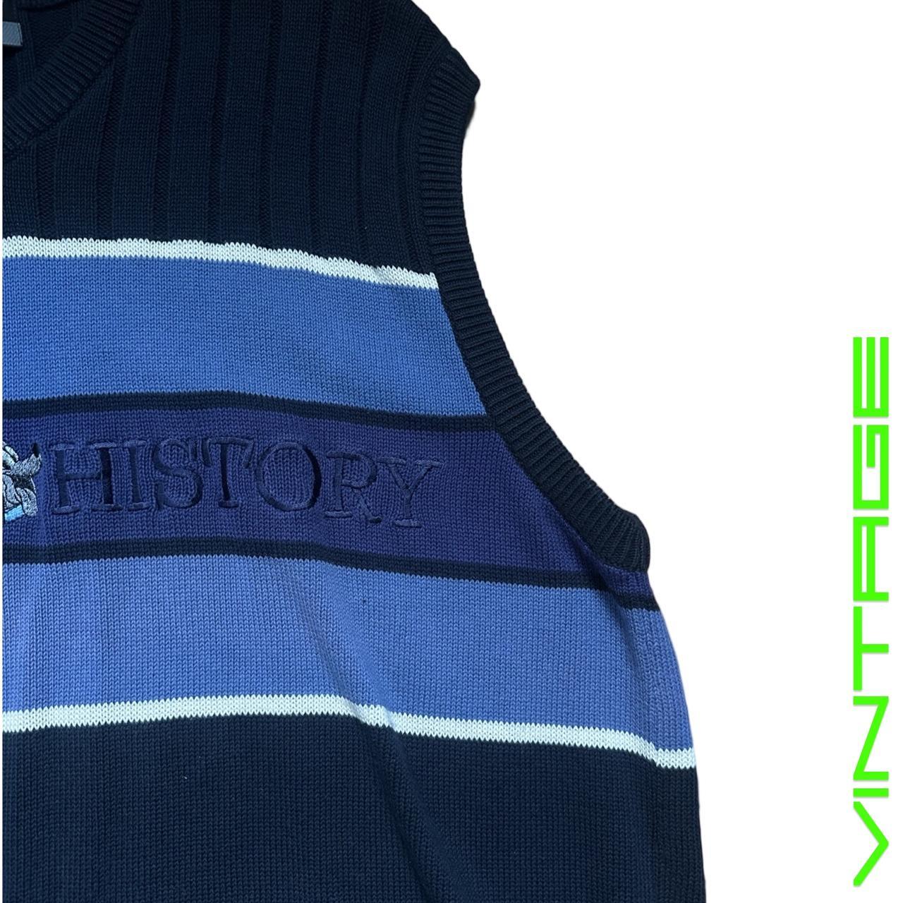 Vintage Iceberg History Goofy Blue Striped Sweater Vest - Large